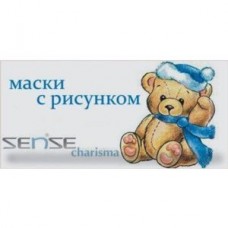 Маски медицинские 3-х слойные SENSE Premium с детским рисунком МИШКИ   (50шт. В упаковке)  на резинк