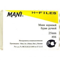 Mani H-file 25мм ISO 06 (оригинал новая упаковка) 1 уп. содержит 6 файлов
