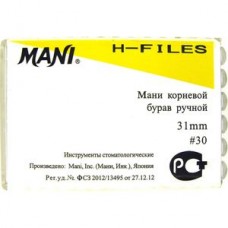 Mani H-file 31мм ISO 30 (оригинал новая упаковка) 1 уп. содержит 6 файлов
