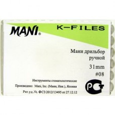 Mani K-file 31мм ISO 08 (оригинал новая упаковка) 1 уп. содержит 6 файлов