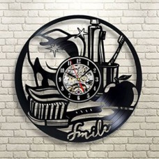 Часы настенные (виниловая пластинка с зубной тематикой) черные CHN