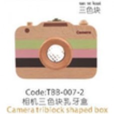TBB-007-2 Зубная коробка в форме камеры с полосами 3-х цветов Camera triblock shaped box CHN