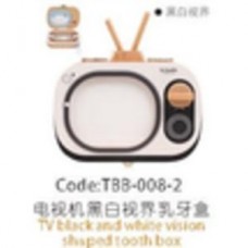 TBB-008-2 Зубная коробка в форме ч-б телевизора TV black and white vision shaped tooth box CHN