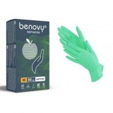 Перчатки нитрил, 100шт, Зелёные Benovy S (6-7) MNFT002W38G