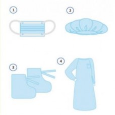 Комплект одежды для хирургов КОХ-01(20) Белый (халат, маска, бахилы, колпак) стерильно. Инмедиз КОХ-