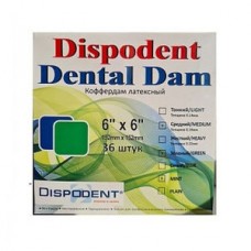 Листы для коффердам, Зеленые тонкие, DentalDam (36 шт) Dispodent 00-00007921