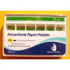 Paper percha point 04 ISO 35 штифты бумажные 180 шт Sure Endo